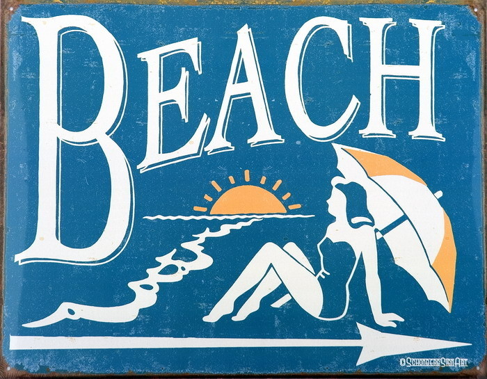 VINTAGE BEACH Tin Signs, Metal Signs | Sold at EuroPosters