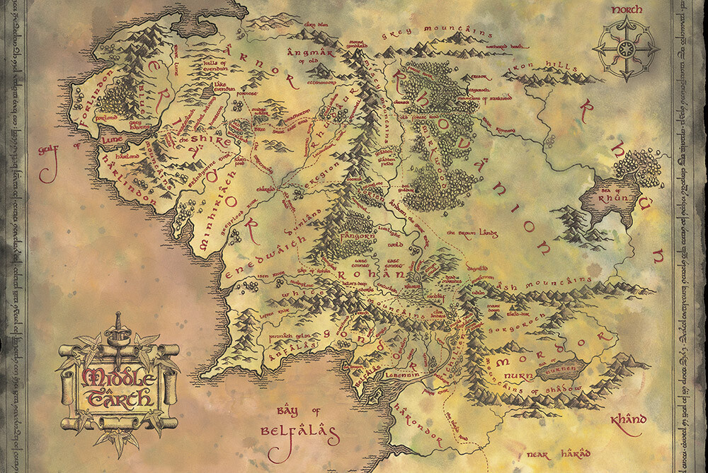 Poster The Lord of the Rings Map of Middle-Earth Wall Art 3+