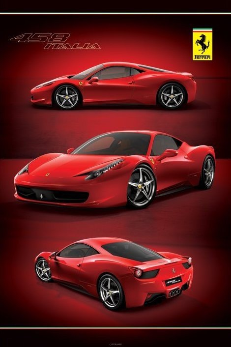 Poster FERRARI - 458 italia | Wall Art | 3+1 FREE | Europosters