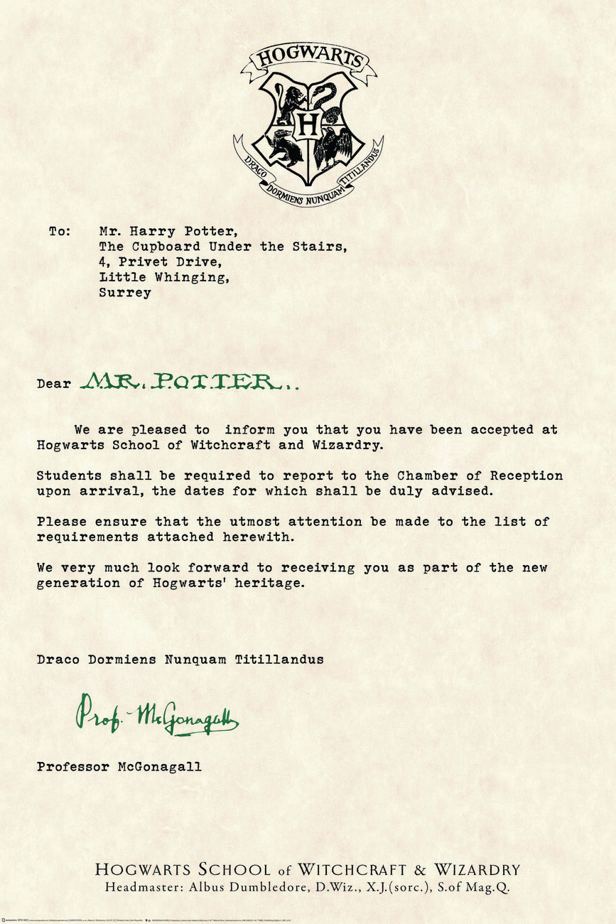 wall-art-print-harry-potter-acceptance-letter-gifts-merchandise-europosters for Free Printable Harry Potter Acceptance Letter Template Wall Art Print Harry Potter - Acceptance Letter | Gifts & Merchandise | Europosters for Free Printable Harry Potter Acceptance Letter Template
