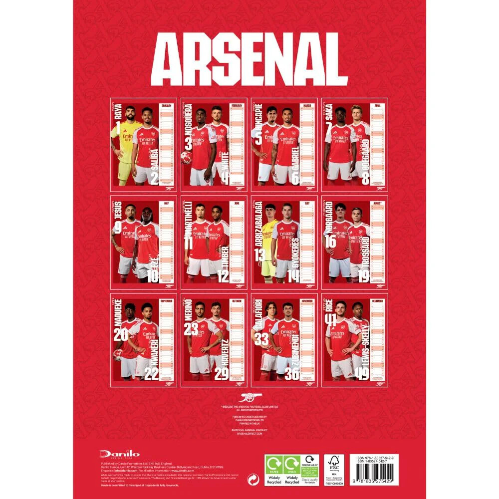 アーセナル　arsenal オフィシャル2006年カレンダー Arsenal FC - Legends - Wall Calendars 2027 | Buy at Abposters.com