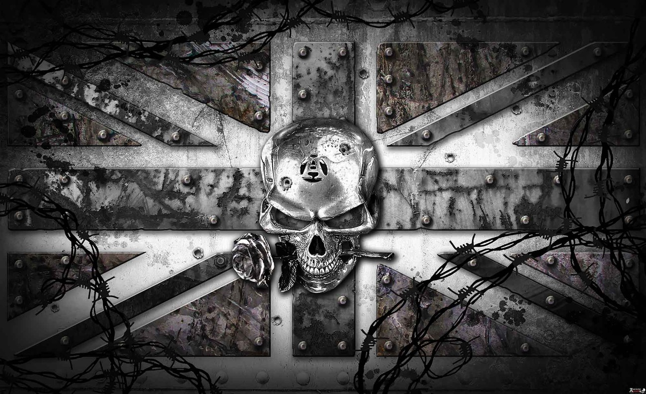 Alchemy Skull Union Jack Tattoo Wall Paper Mural | Buy at ...