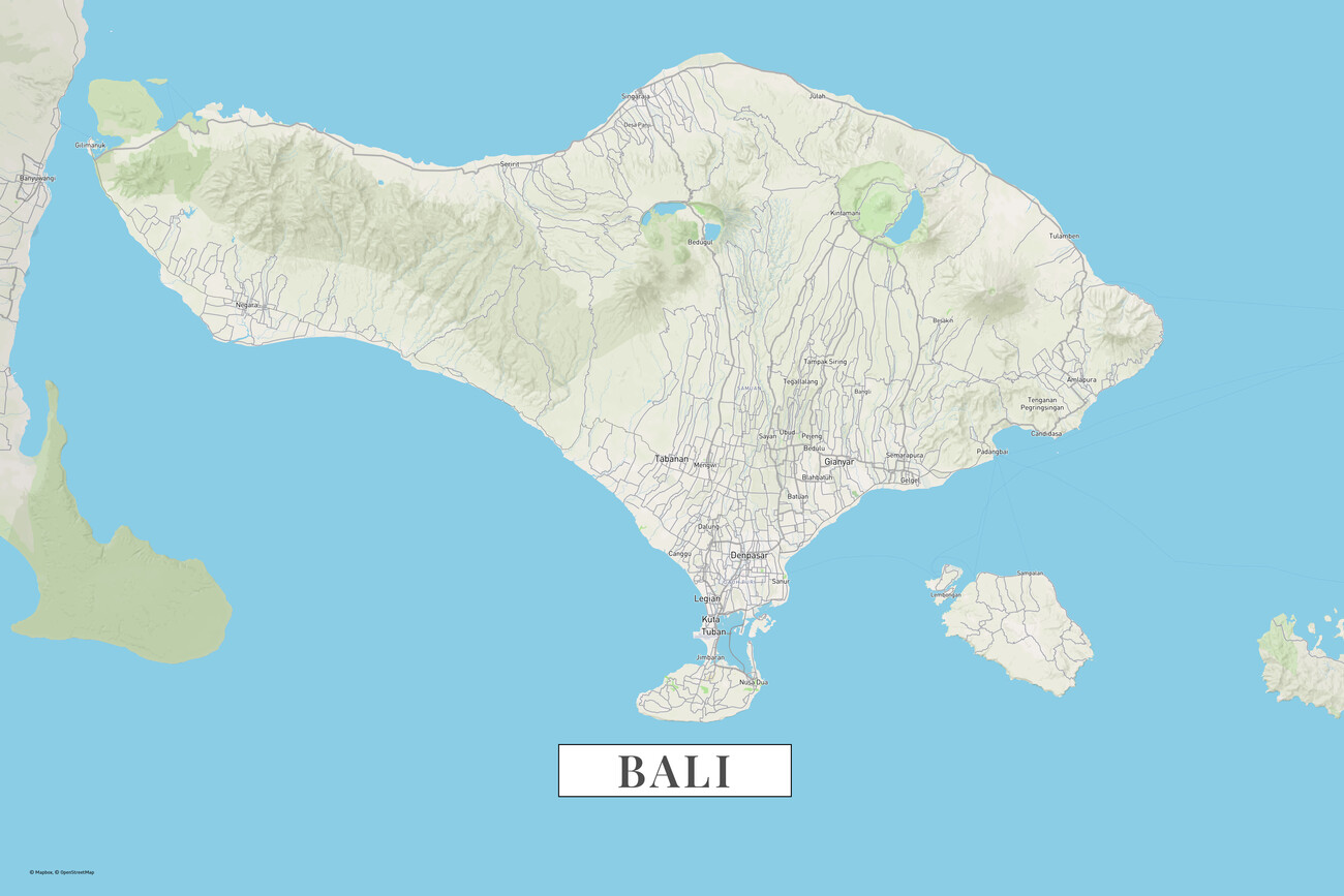 Kartta Bali color ǀ Kaikki kaupunkikartat ja maailmankartat seinälle