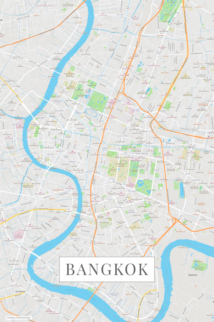 Kartta Bangkok color ǀ Kaikki kaupunkikartat ja maailmankartat seinälle