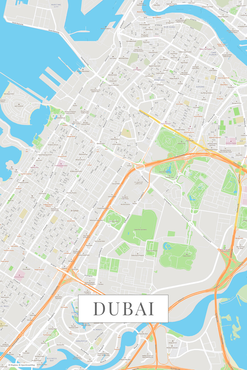 Kartta Dubai color ǀ Kaikki kaupunkikartat ja maailmankartat seinälle