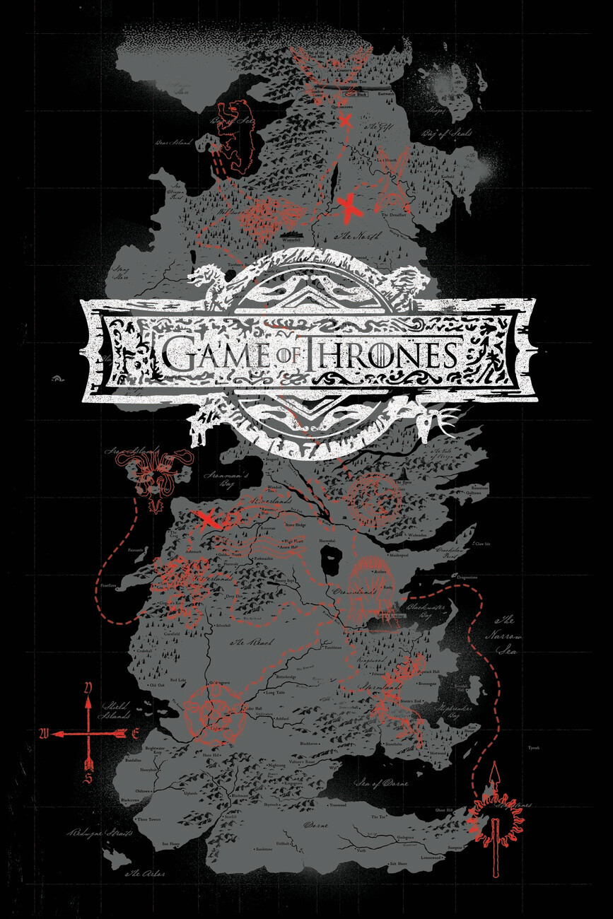 * GAMES OF THRONES WESTEROS MAP.3 1 FREE/1 GRATUIT POSTER A4 PLASTIFIE-LAMINATED 