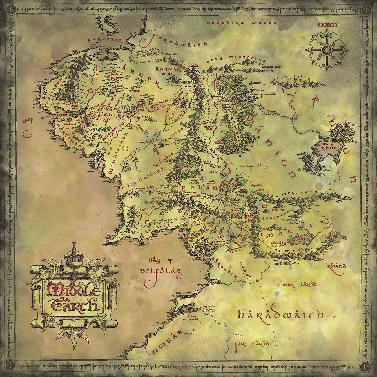 Lord of the Rings Middle Earth Map Hobbit Decor Art Print Photo