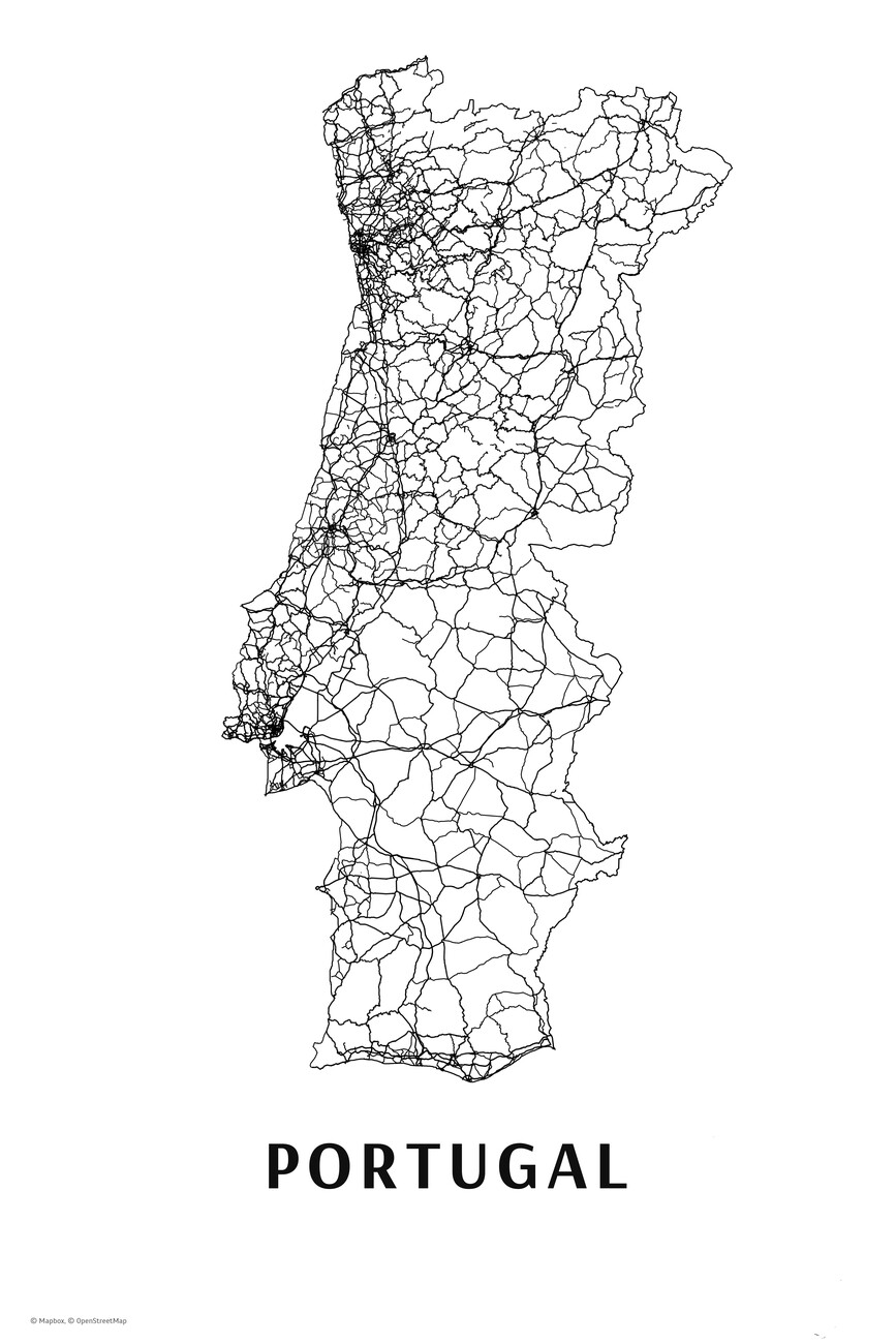Mapa de Portugal color  Mapas de cidades e mapas do mundo para parede