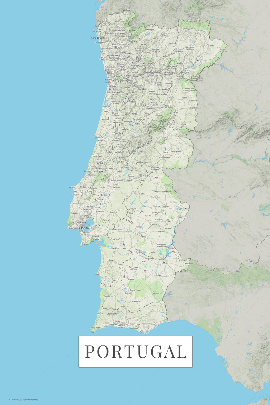 Kartta Portugal color ǀ Kaikki kaupunkikartat ja maailmankartat seinälle