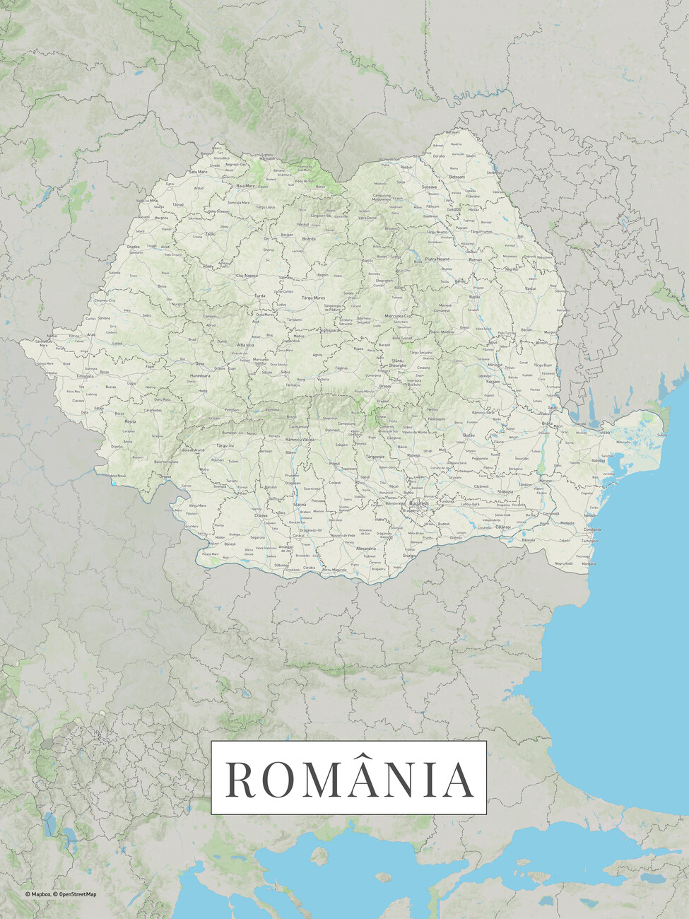 Kartta Romania color ǀ Kaikki kaupunkikartat ja maailmankartat seinälle