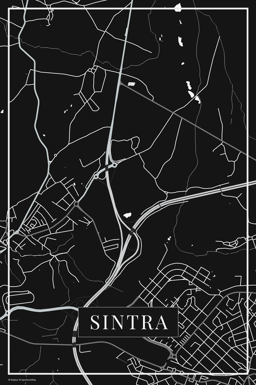 Map of Sintra black ǀ Maps of all cities and countries for your wall