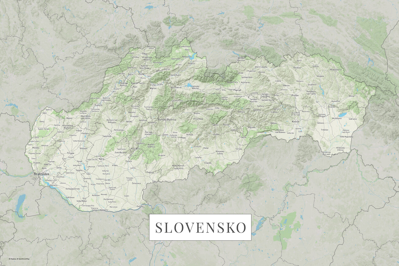 Kartta Slovensko color ǀ Kaikki kaupunkikartat ja maailmankartat seinälle