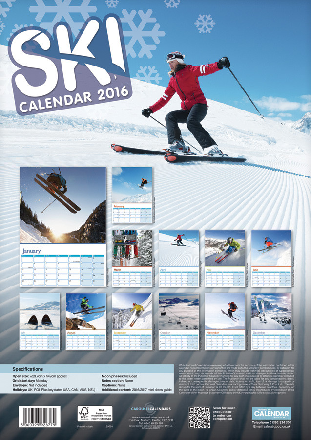 Skiing Calendars 2019 on UKposters/Abposters com
