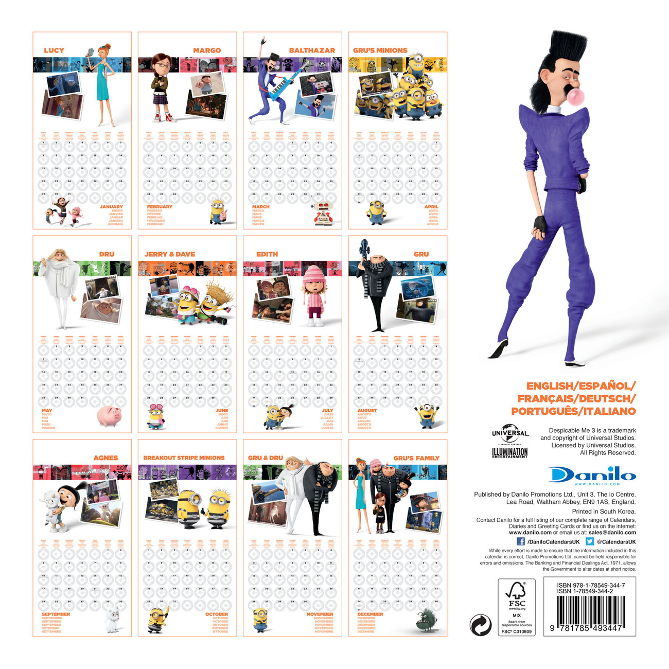 Calendário 2020 Despicable Me - Multi Language em