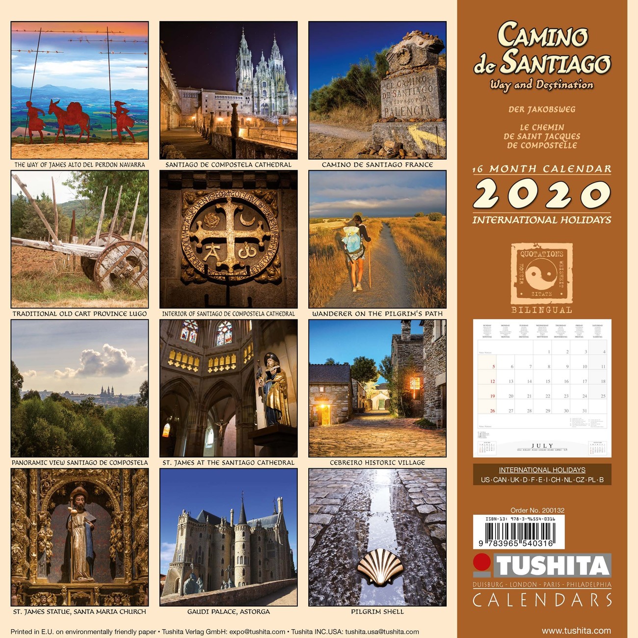 Camino Minimalista Calendario 2024 Camino de Santiago - Calendários de parede 2024 | Compre em Europosters