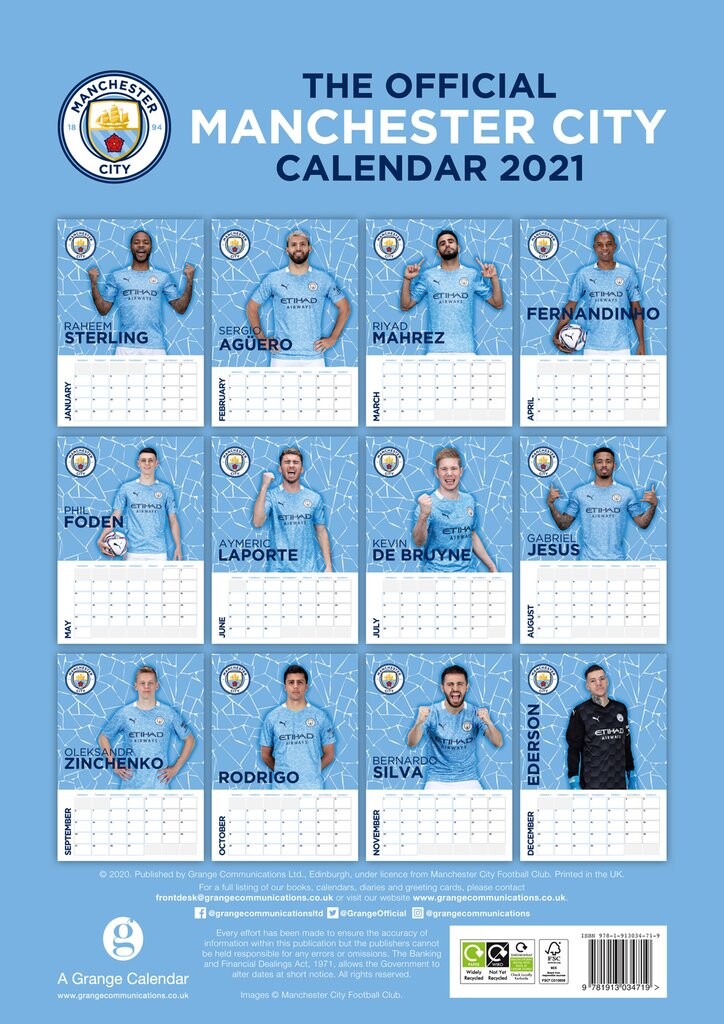 Manchester City Calendários de parede 2024 Compre em Europosters