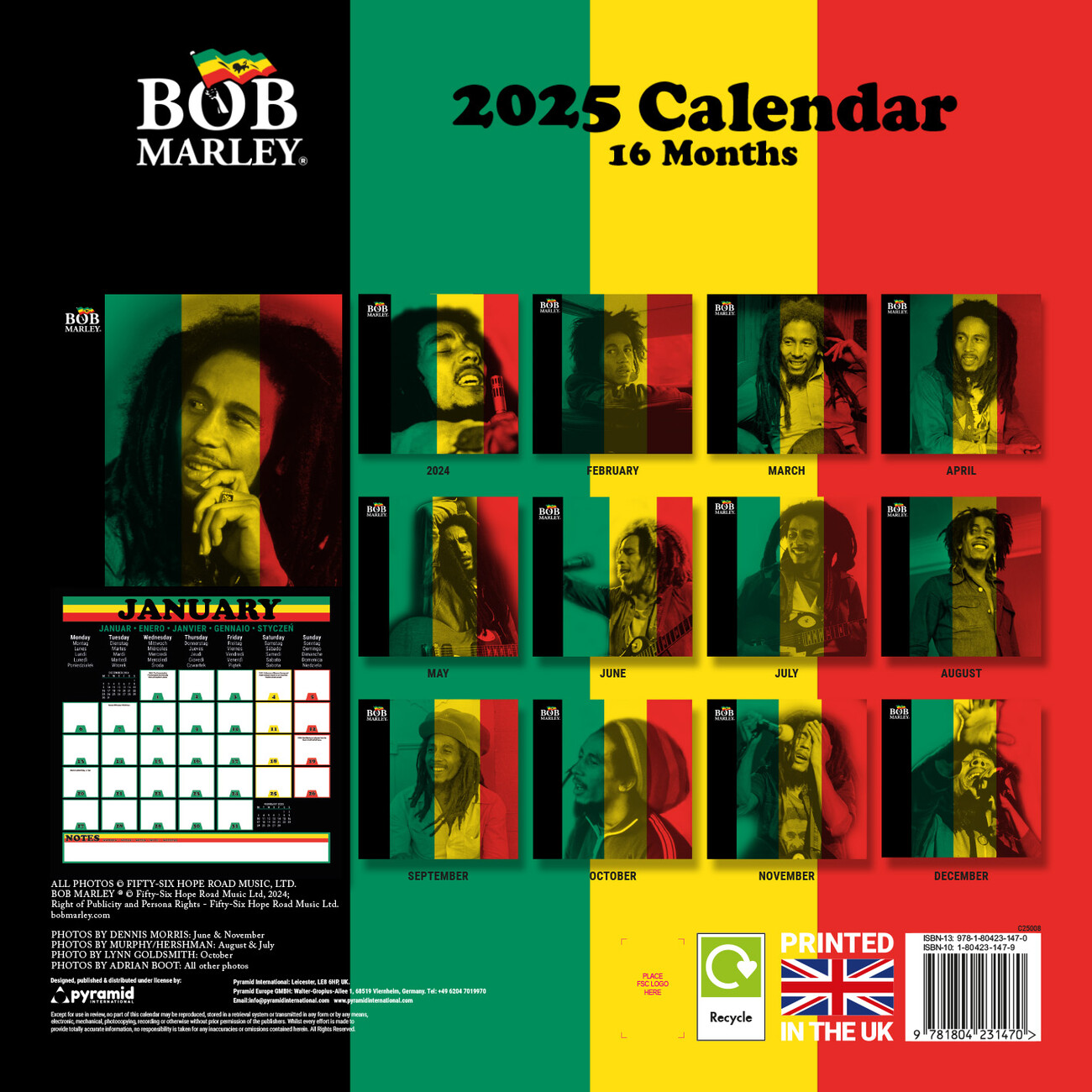 BOB MARLEY カレンダー BOB MARLEY カレンダー Bob Marley Brochure Calendar 30 x 30 cm