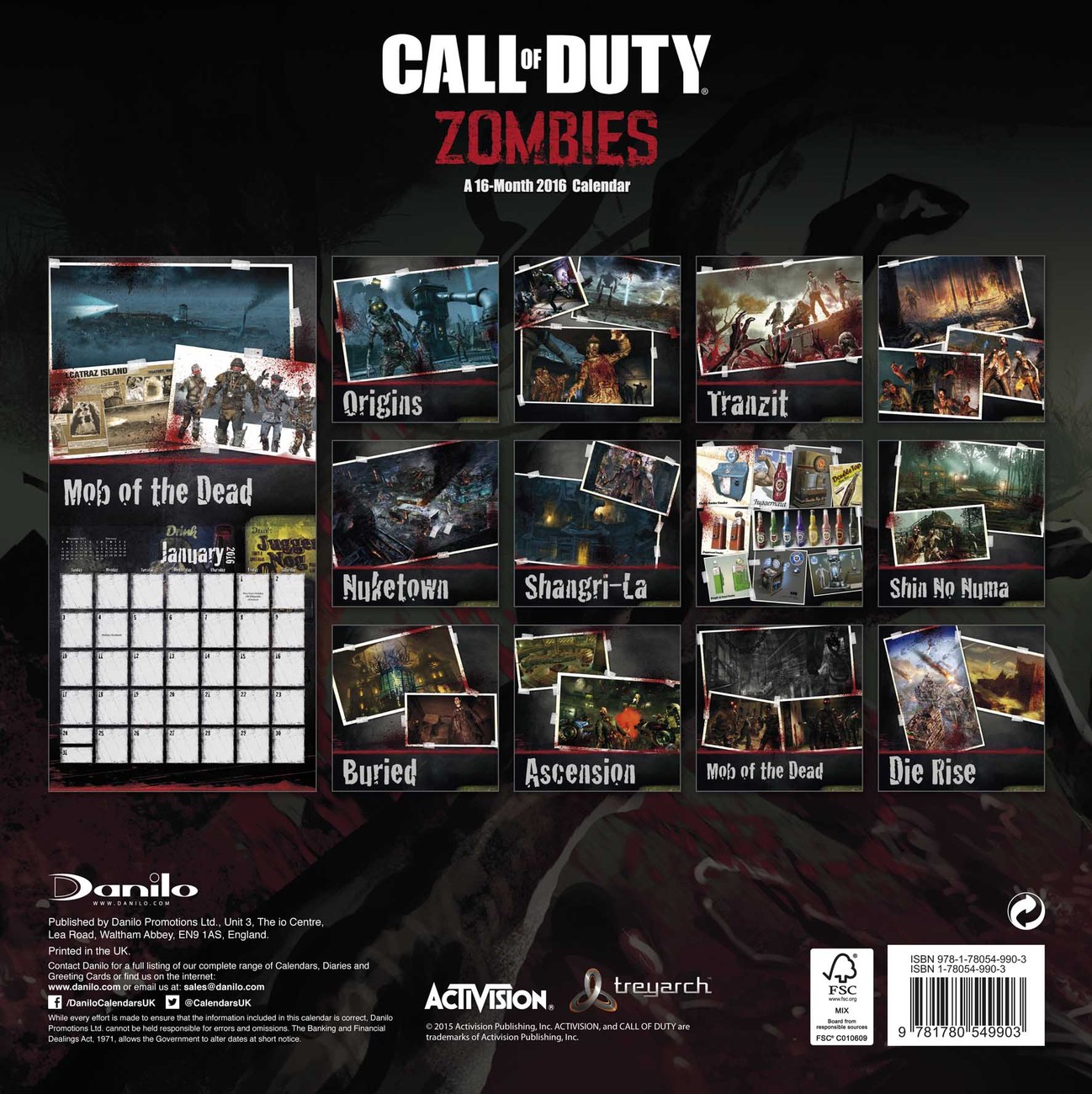 Call of Duty Zombies Wall Calendars 2016 Large selection