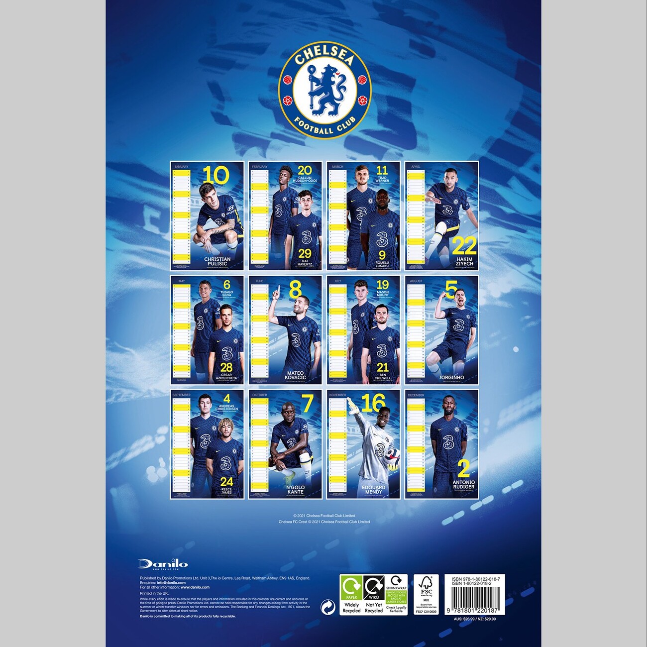 Chelsea FC A3 Calendar 2023