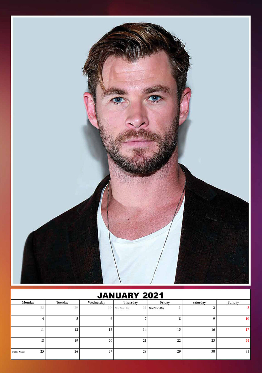 Keychain Chris Hemsworth 2021 Wall Holiday Calendar 