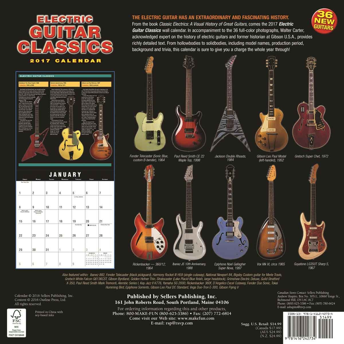 Electric Guitar Wall Calendars 2022 Large selection