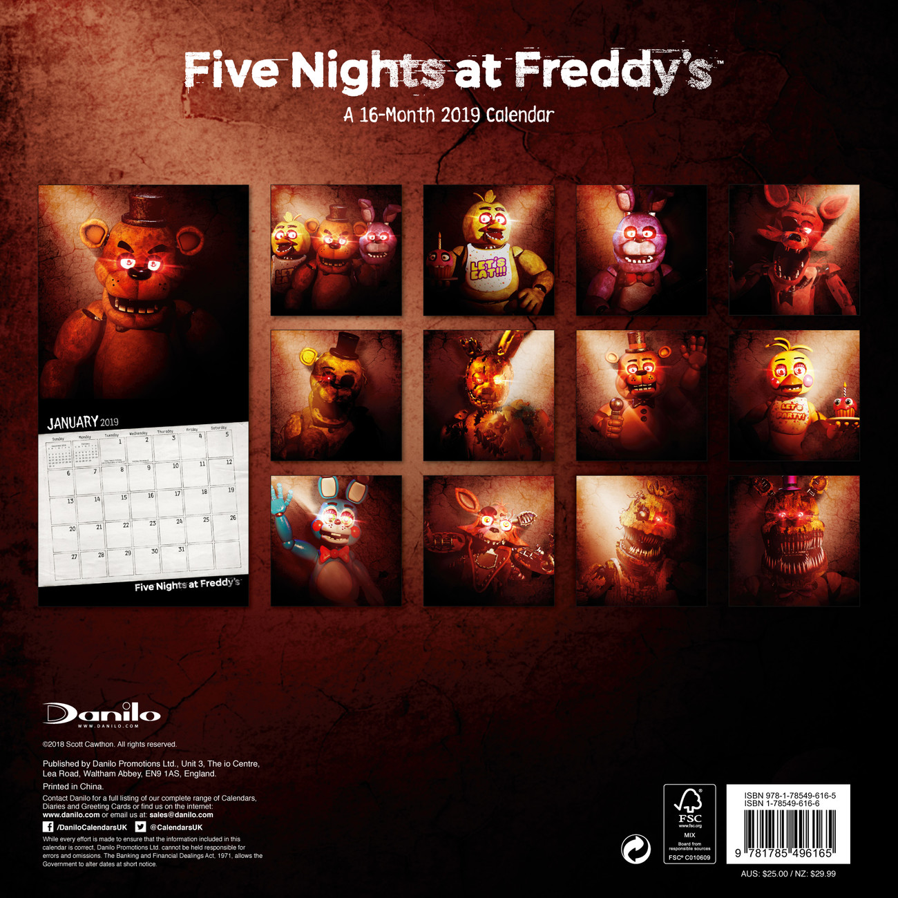 Five Nights At Freddys - Calendari da muro 2018