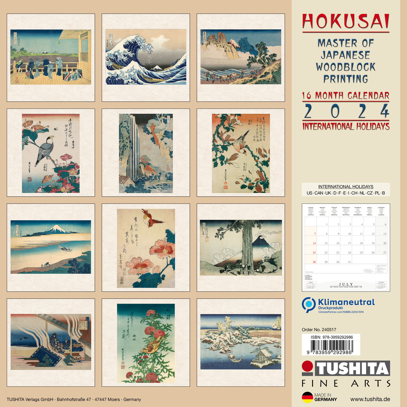 Hokusai - Japanese Woodblock Printing - Wall Calendars 2024  Buy at 