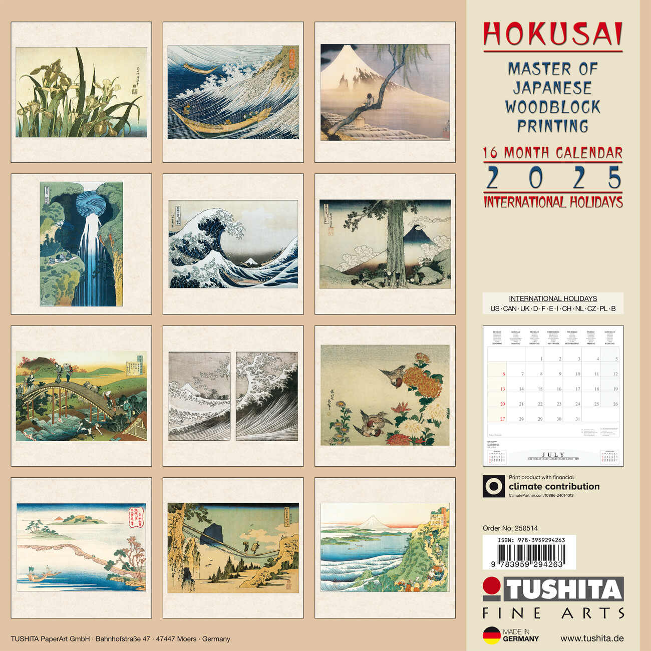 Hokusai - Japanese Woodblock Printing - Wall Calendars 2025  Buy at 