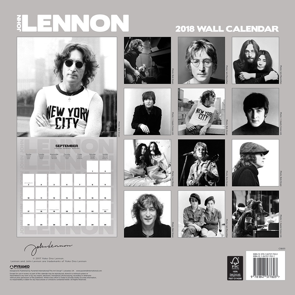 John Lennon Wall Calendars 2018 Large selection