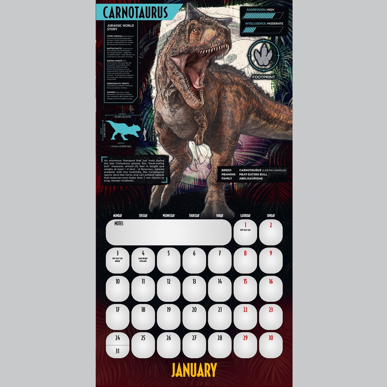 Jurassic World Official 2022 Calendar 30cm x 30cm Official Product 