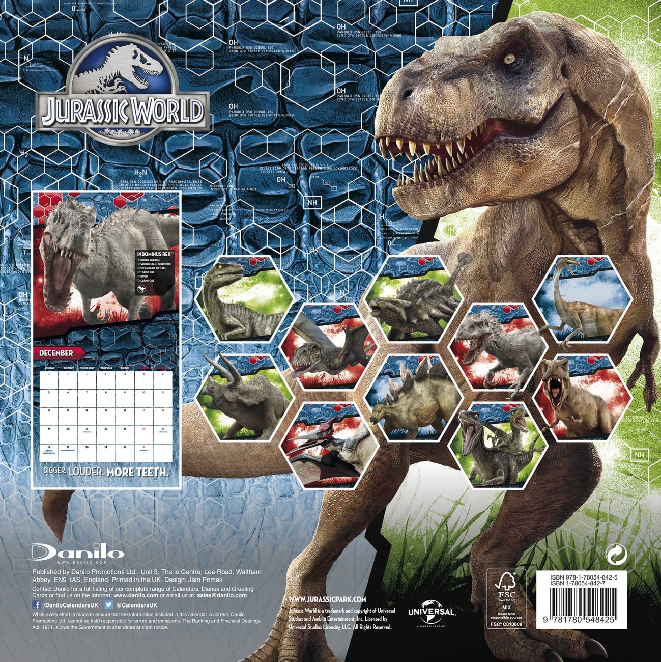 Kalender 2022-12 Monate inklusive Poster 30x30 cm Jurassic Park 