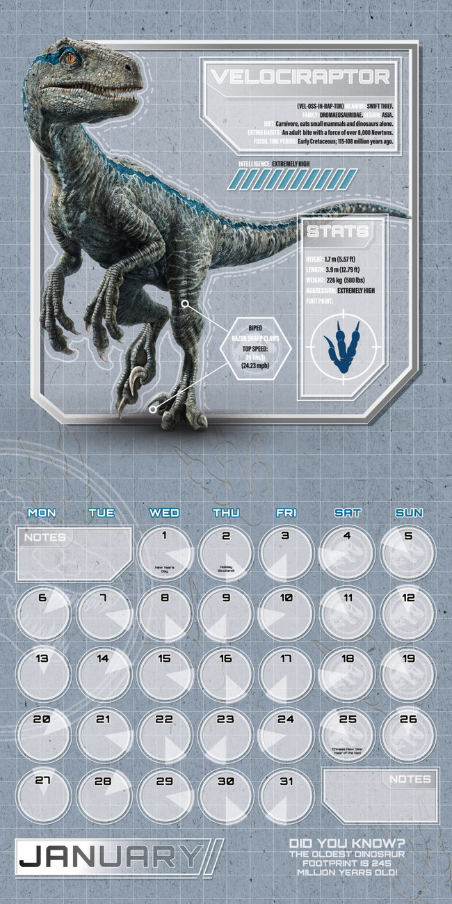 Jurassic World Kalender 2020 quadratisch 30 x 30 cm 