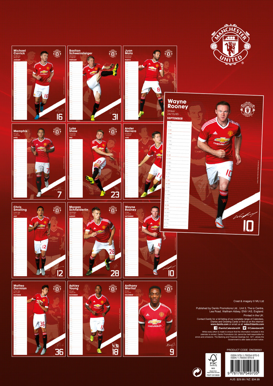Leidingen Zonnig Monumentaal Manchester United FC - Wall Calendars 2016 | Buy at Abposters.com