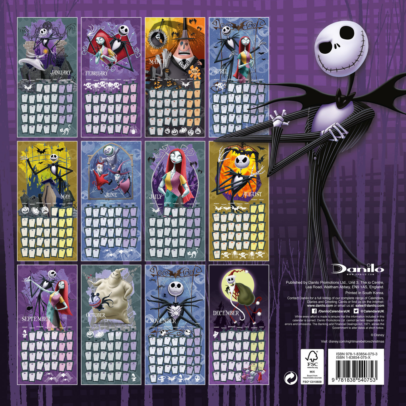The Nightmare Before Christmas Calendar - Printable Calendar