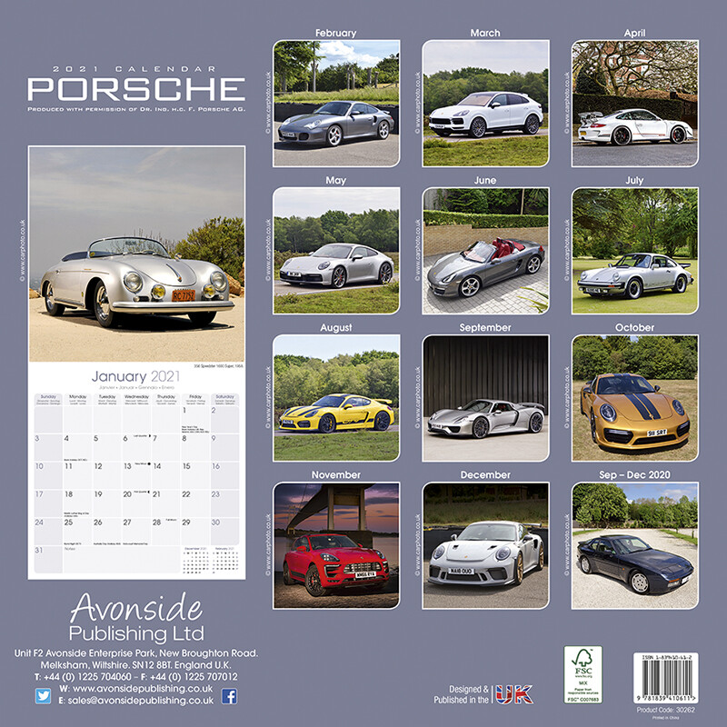 Porsche Calendar Av 2022 by Avonside 