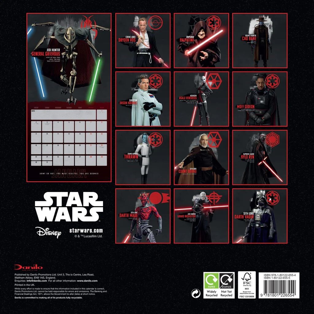 Star Wars Villains Wall Calendars 2024 Buy at Europosters