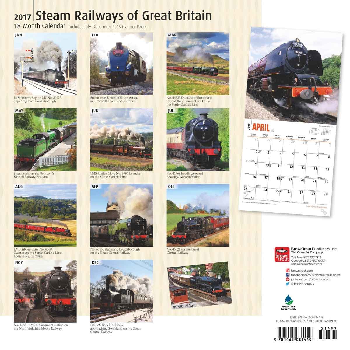 Steam Railways of Great Britain Wall Calendars 2022 Large selection