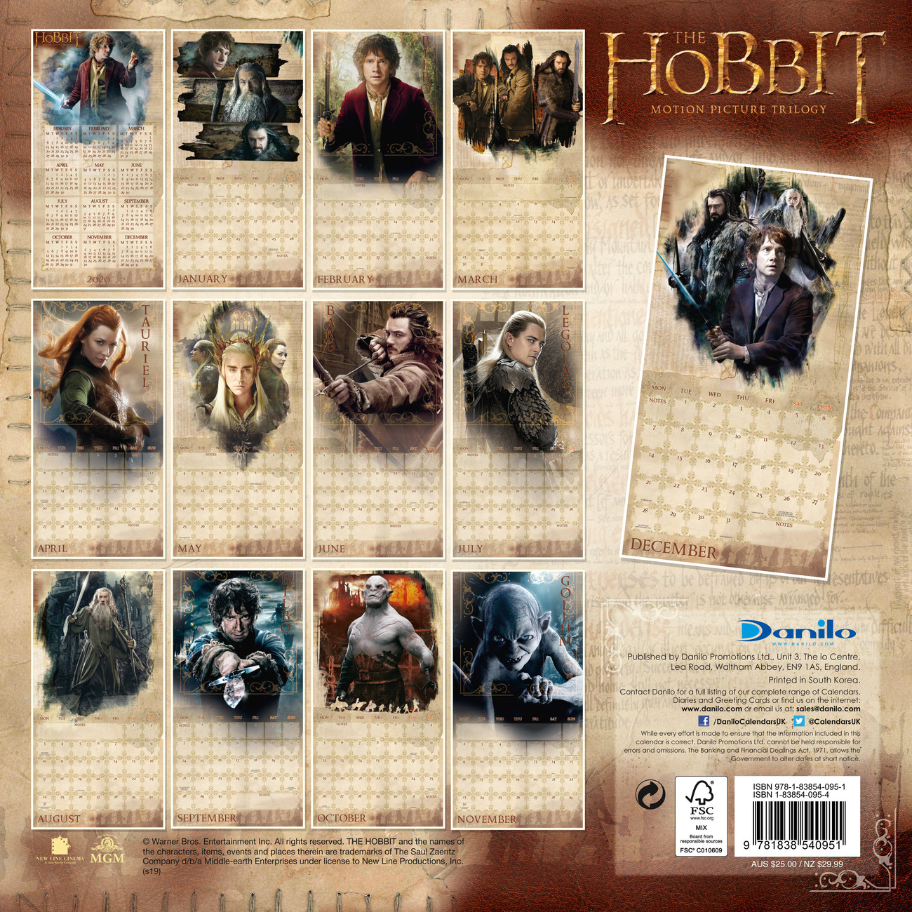 Lord Of The Rings Calendar 2022 The Hobbit / Lord Of The Rings - Wall Calendars 2020 | Large Selection