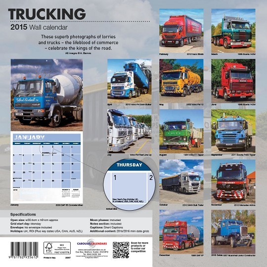 Trucking Wall Calendars 2015 Large selection