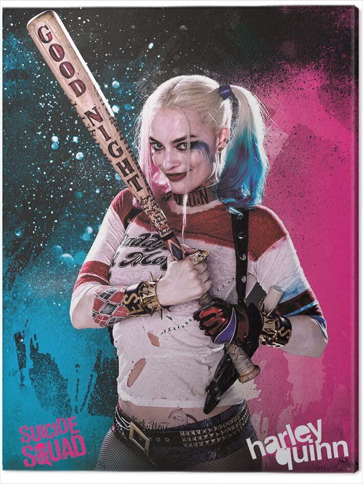 Suicide Squad Harley Quinn Movie Poster TREBLE CANVAS WALL ART Picture Print 