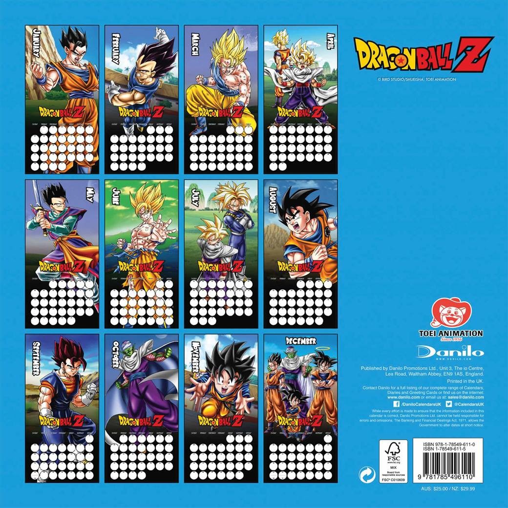 Dragon Ball Z Wall Calendars 22 Large Selection