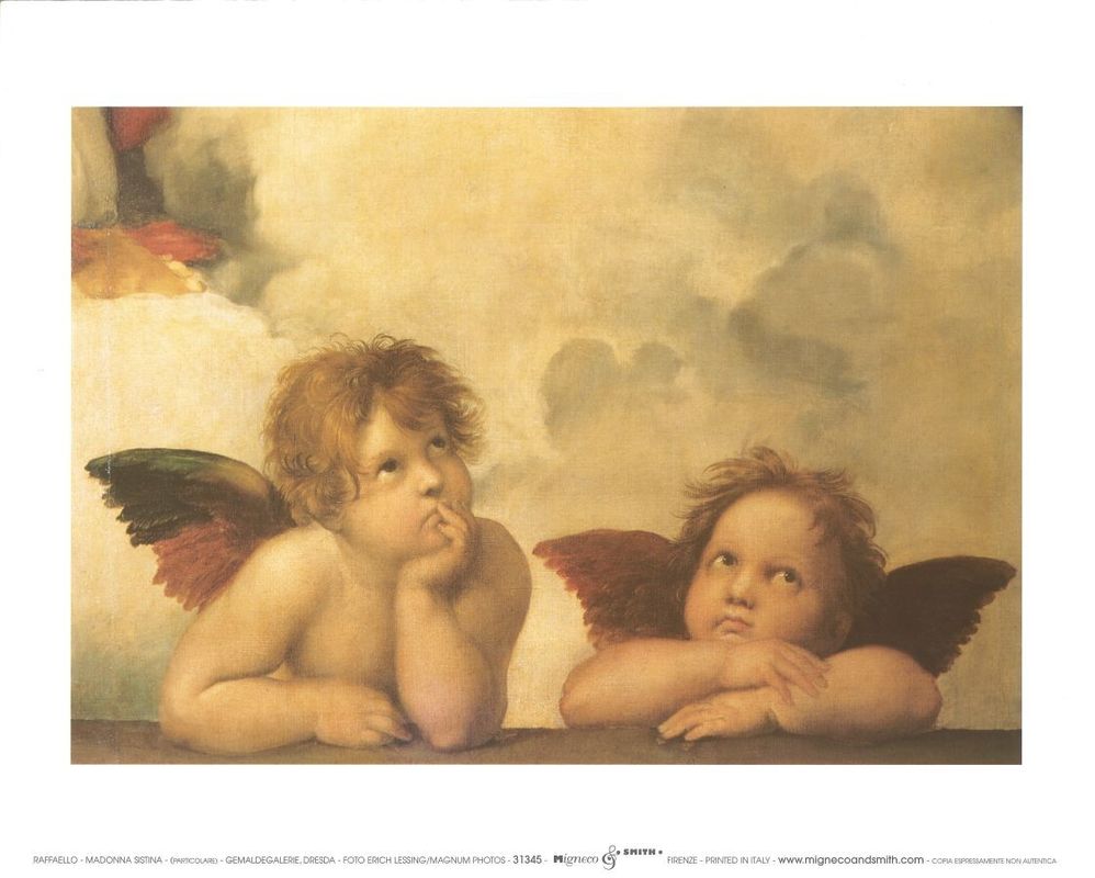 Art Print Raphael Sanzio - Sistine Madonna, detail – Cherubs, Angels 1512, Rafael  Santi | Posters, Wall Art | Europosters, image size:998x800