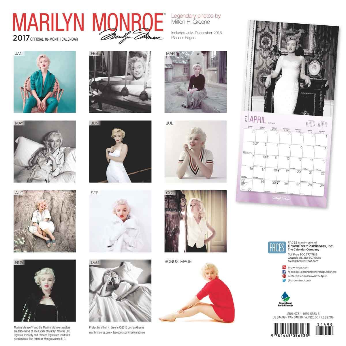 Marilyn Monroe - Seinäkalenterit 2017 | Osta Europosters