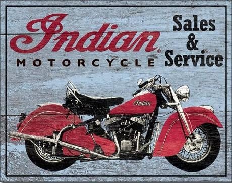 Indian Motorcycle Parts and Service USA Motorrad Vintage Emblem Metall Schild 