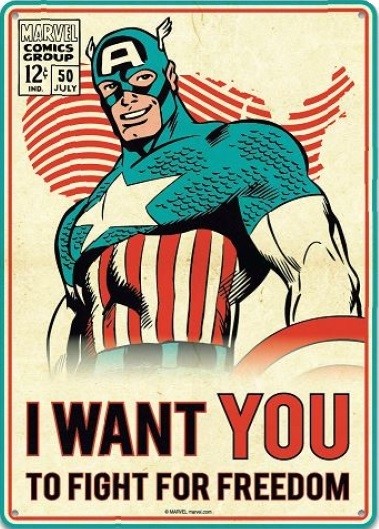 Marvel Comics Red Skull Infantry Poster Style T-Shirt Captain America NEW UNWORN