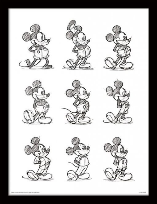 Mickey Mouse - Sketched Multi Framed Poster 