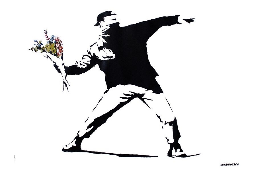 Poster print with frame Banksy street art - Graffiti Throwing Flow |  Europosters