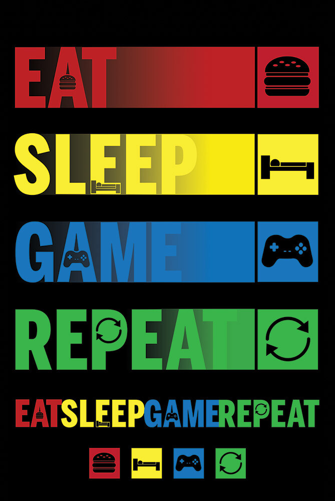Poster Eat Sleep Game Repeat | Wall Art, Gifts & Merchandise | Poster