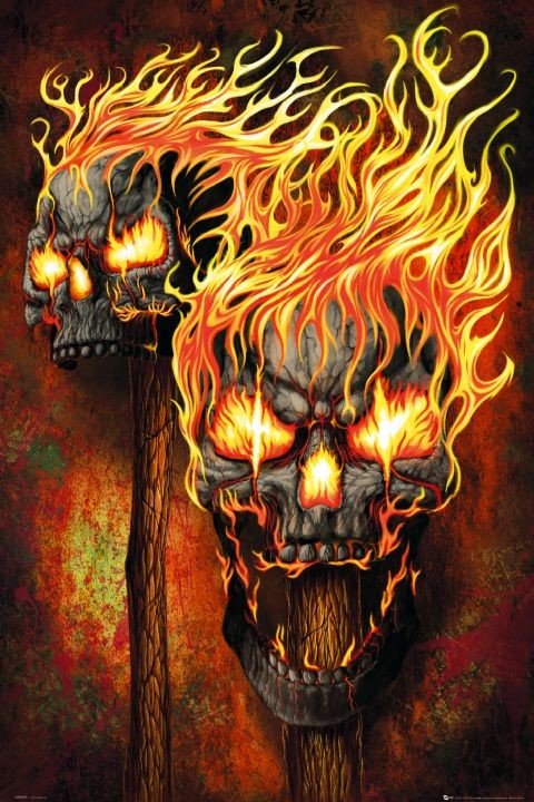 flaming skull drawings