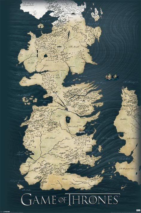 game of thrones karte poster Game Of Thrones Map Poster Sold At Europosters game of thrones karte poster